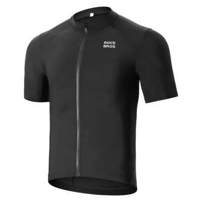 Produktbild von ROCKBROS Herren Radtrikot Kurzarm 2-in-1 atmungsaktiv schnelltrocknend Fahrradtrikot mit 3 Rückentaschen für Rennrad und MTB Schwarz EU Größe XXL