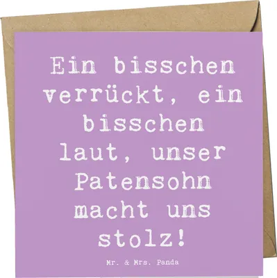 Produktbild von Mr. & Mrs. Panda Deluxe Karte Spruch Stolzer Patensohn - Lavendeltraum - Geschenk, faltkarte, Familienleben, herzerwärmende Sprüche, anlasskarte, Geschenke, Klappkarte