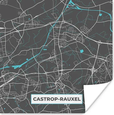 Produktbild von MuchoWow® Poster Stadtplan - Deutschlandkarte - Blau - Castrop Rauxel - Karte 75x75 cm - Wand Dekoration