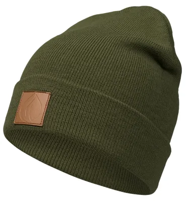 Produktbild von Warme Beanie mit Lederpatch für Herren