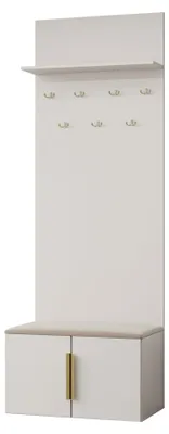 Produktbild von MIRJAN24 Garderoben-Set Kerkin, Garderobe mit zwei Drehtüren mit Sitzbank (Farbe: Sandbeige)