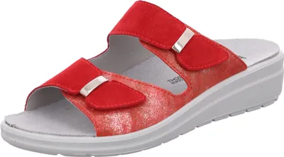 Produktbild von Rohde Damen Clogs Leder Klettverschluss Pantoletten Rivella 5732, Größe:42 EU, Farbe:Rot