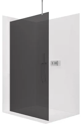 Obrázek produktu pro CERANO - Sprchová zástěna Walk-in Onyx Top Round L/P - 8 mm - kulatá vzpěra - chrom, grafitové sklo - 50x200 cm