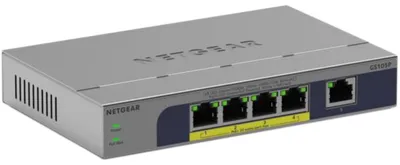 Obrázok produktu pre NETGEAR GS105P, Nespravované, Gigabit Ethernet (10/100/1000), Plne duplexný režim, Podpora napájania cez Ethernet (PoE), Stolová/nástenná montáž