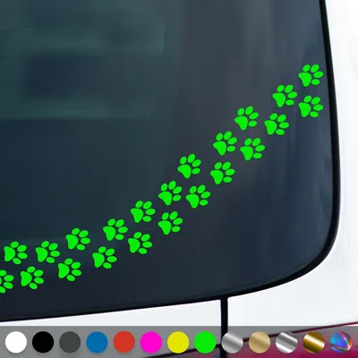 Produktbild von PantherPixel Hundepfoten Aufkleber Tiere Tatzen Katzenpfoten Sticker Auto Geschenkidee Farbe Neon-Grün