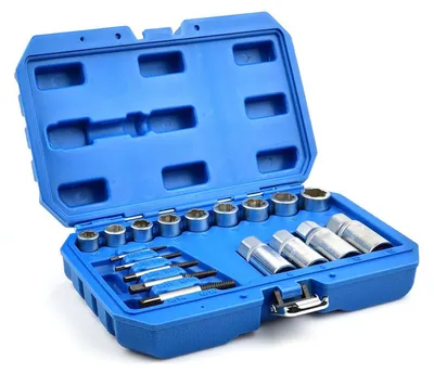 Obrázok produktu pre Sada nástrčných hlavíc - kľúčov na opotrebované skrutky, matice a čapy 3/8'' a 1/2'', 6 - 19mm, M3 - M18, Cr-V, 18ks