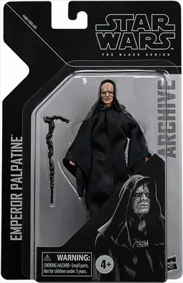 A Star Wars Black Series Archive Collection Emperor Palpatine action figure in its packaging.