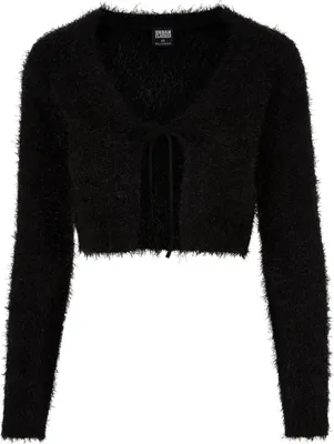 Produktbild von Urban Classics Cardigan Damen Ladies Tied Cropped Feather Cardigan schwarz 3XL