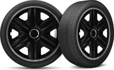 Produktbild von Auto Radkappen Radzierblenden 4er Set passend für alle Stahlfelgen - einstellbarer Sicherungsring - 15 Zoll - Schwarz Graphit
