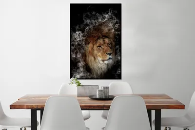 Produktbild von MuchoWow® MuchoWow® Gerahmtes Poster Löwe - Rauch - Abstrakt 60x90 cm - Poster mit zchwarzem Bilderrahmen - Kunst