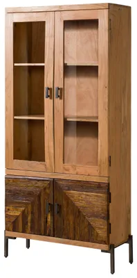 Produktbild von MASSIVMOEBEL24.DE Vitrine Altholz 90x40x198 natur lackiert LYON #160