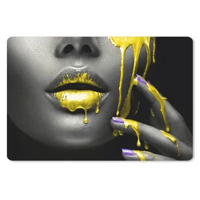 Produktbild von MuchoWow® Mauspad Mousepad Lippen - Gelb - Schwarz 27x18 cm - Mousepads - Maus Mat - Pad - Mausunterlage - Büroartikel - Desk Matten