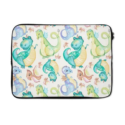 Produktbild von MuchoWow® Laptop Hülle 14 ZollDinosaurier - Aquarell - Kinder - Jungen - Mädchen - Kinder Laptoptasche - Laptoptasche - Stoßsicher - Schutzhaube