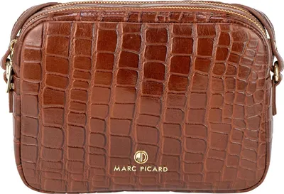 Produktbild von Marc Picard Leder Umhängetasche Croco Shoulder Bag Cognac braun