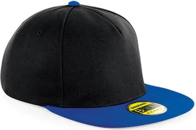 Produktbild von Beechfield B660 | Original Flat Peak Snapback Cap / Kappe / Mütze / Hut - Farbe: Black/Bright Royal - Größe: One Size