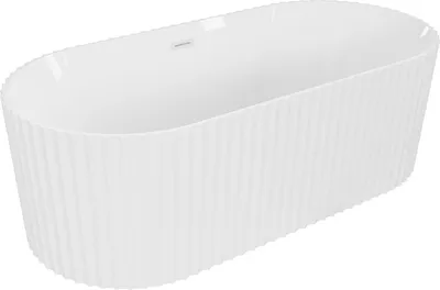 Produktbild von Mexen Paola freistehende Badewanne geriffelt 150 x 75 cm, weiß glänzend, weißer Überlauf - 52721507500-20