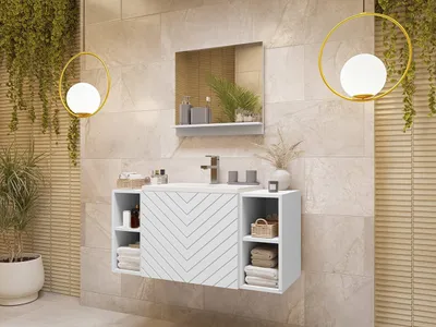 Obrázek produktu pro Sestava do koupelny PRESTA 9 - bílá + umyvadlo a sifon