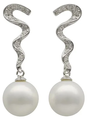 Produktbild von Ohrhänger mit Stecker Perlen Muschelkernperlen Zirkonia weiß 925 Silber Damen