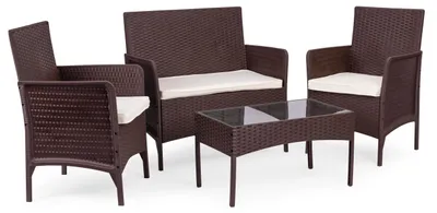 Image de Ensemble de mobilier de jardin comprenant une table, un banc, des fauteuils, de couleur marron, de la gamme MultiGarden