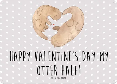 Produktbild von Mr. & Mrs. Panda Wandbild Otter Valentine DIN A5 - Grau Pastell - Geschenk, Mitbringsel, Freundin, Retro Blechschild, für, Frauen, Schild, Türschild, tafel, Valentinstag