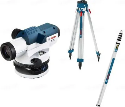 Zdjęcie produktu dla Bosch Set GOL 26 D + BT 160 + GR 500 Professional, 100 m, 1,6 mm/m, 360°, Pozioma, Niwelator liniowy, Czarny, Niebieski, Srebrny