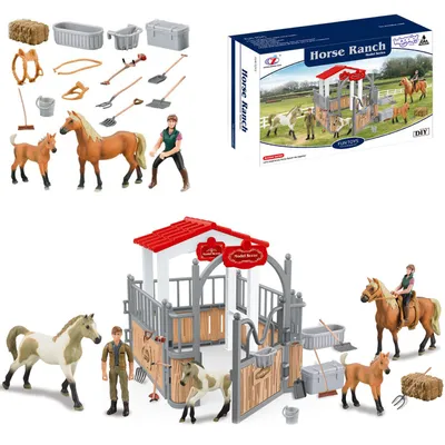 Produktbild von OEM - WOOPIE Set Stallbauernhof für Pferde Figuren 18 tlg.