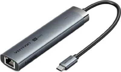 Obrázek produktu pro Vention TGNHB, Kabel, USB 3.2 Gen 1 (3.1 Gen 1) Type-C, 100 W, 10,100,1000 Mbit/s, Šedá, 5 Gbit/s