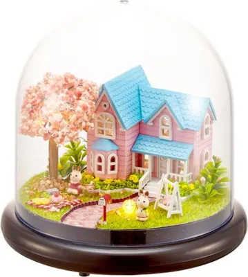 Zdjęcie produktu dla Habarri | Miniaturowy Domek - DIY Domek dla Lalek - Drewniany Domek z Meblami i Oświetleniem LED - Prezent dla Dzieci - Osiedle Magnolia