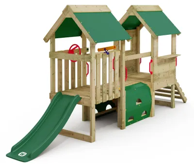 Obrázok produktu pre Lezecká konštrukcia pre malé deti Wickey My First Playground 2 s hracím tunelom v zelenej farbe