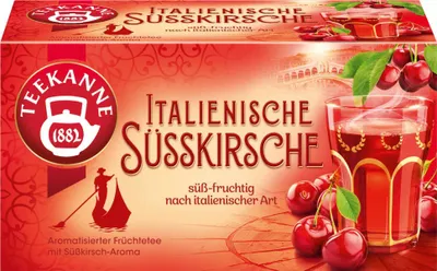 Produktbild von Teekanne Ländertee Italienische Süsskirsche 6er Pack (6x45g Packung) + usy Block