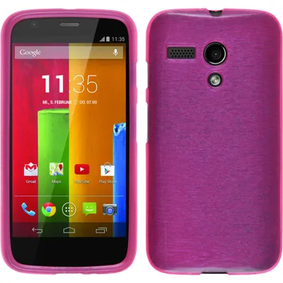 Produktbild von PhoneNatic Case kompatibel mit Motorola Moto G - pink Silikon Hülle brushed + 2 Schutzfolien