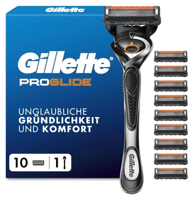 Produktbild von Gillette ProGlide Rasierer für Männer, 1 Nassrasierer Herren + 10 Ersatzklingen,