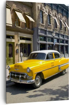 Produktbild von Bild auf Leinwand - Leinwandbild - Einteilig - Amerikanisches auto klassisch stadt - 70x100cm - Wand Bild - Wandbilder - Leinwanddruck - Wanddekoration - Leinwand bilder - Wandbild - PA70x100-2569