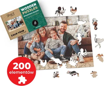 Zdjęcie produktu dla FOTO PUZZLE DREWNIANE z TWOJEGO ZDJĘCIA z elementami zwierząt 60x40cm 200el.