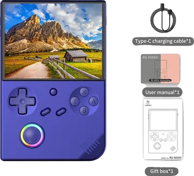Image de Console de jeux portable, écran IPS 4 pouces, système d'exploitation Linux, bleue, 64 Go, 5 000 jeux, consoles de jeux uniquement