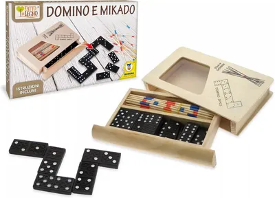 Productafbeelding van DOMINO EN MIKADO, houten kist met raam