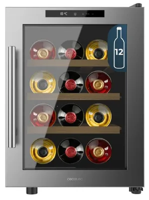 Produktbild von Cecotec Bolero GrandSommelier 1255 CoolWood, Weinkühler mit Kompressor, Integriert, 12 Flasche(n), E, Schwarz, Edelstahl