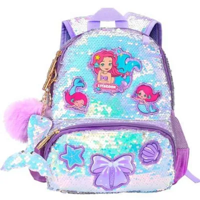 Produktbild von Kinderrucksack Mädchen Pailletten Meerjungfrau Lila 28 cm