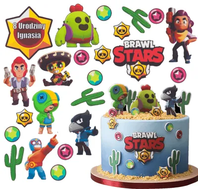 Produktbild von Sweetfanaberia | Tortendekoration BRAWL STARS 23 El - 3D Figuren - inkl. GRATIS Schild