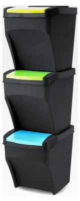 Produktbild von Mülleimer Küche 3 x 25L Stapelbox mit 3 Fächern