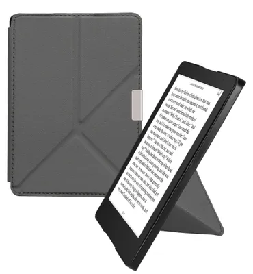 Immagine prodotto di Custodia kwmobile per Kobo Aura Edition 2 - Custodia in Pelle finta - Custodia a libro per e-reader con funzione Auto Sleep - Custodia con supporto - Antracite