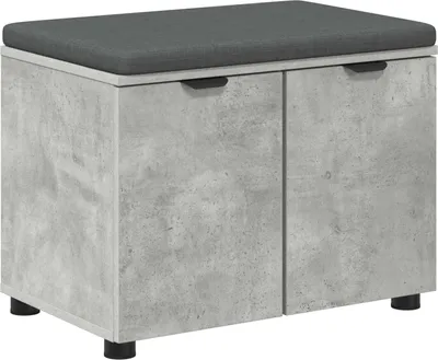 Produktbild von vidaXL Flurbank mit Kissen mit Regal mit Tür Betongrau 60 x 38 x 46 cm