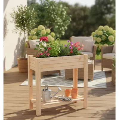 Produktbild von Hochbeet Holz Pflanzbeet Kiefer Gartenbeet Kräuterbeet 80cm
