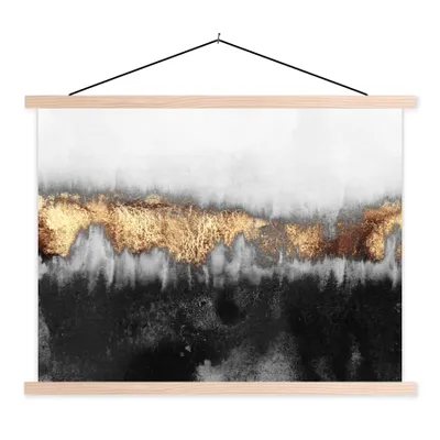 Produktbild von MuchoWow® Textilposter Gold - Chic - Abstrakt 60x45 cm mit holzfarbenen Rahmen - Bild