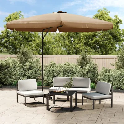 Image de The Living Store Parasol avec mât en acier 300 cm Taupe