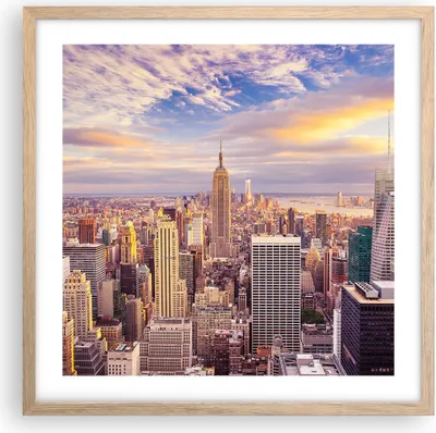 Produktbild von Gerahmtes Poster - Rahmen in heller Eiche - New York Stadt - 50x50 cm - Wand Bild - Wanddeko - Wandbilder - Kunstposter - Wandposter - Bilderrahmen - Bilder - Kunstdruck - Wandbild - P2NAC50x50-3638