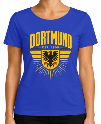 Produktbild von Dortmund Est 1909 Adler Wappen Ruhrpott Heimat Statement Sarkasmus Damen T-Shirt, Blau, M