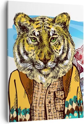 Produktbild von Bild auf Leinwand - Leinwandbild - Einteilig - Tiger in den Bergen Kinder Tierwelt - 50x70cm - Wand Bild - Wandbilder - Leinwanddruck - Wanddekoration - Leinwand bilder - Wandbild - PA50x70-3210