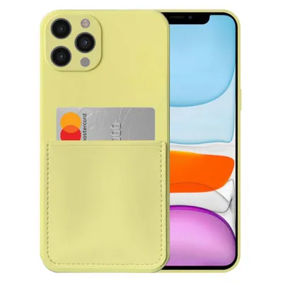 Productafbeelding van Smartphonica iPhone 11 Pro Max siliconen hoesje met pasjeshouder en zachte binnenkant - Geel