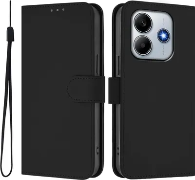 Produktbild von Hülle für Xiaomi Redmi Note 14 4G - Phonesta Soft Skin Book Wallet Klapphülle mit Kordel - Schwarz